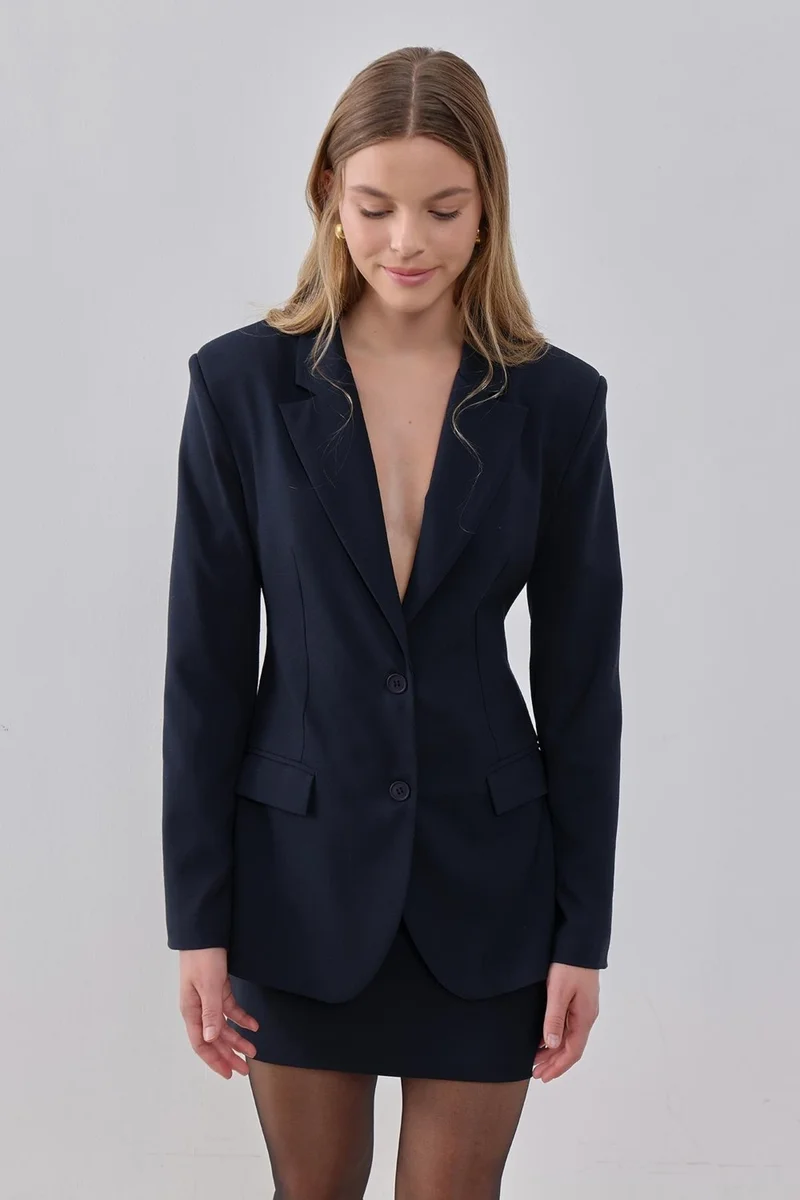 Pieces Of Melon Navy Blue Padded Lined Jacket
