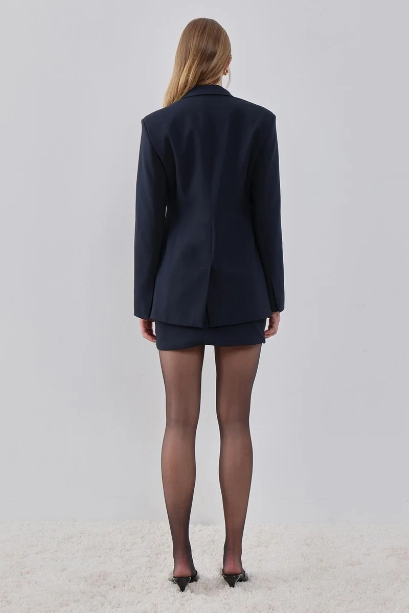 Pieces Of Melon Navy Blue Padded Lined Jacket