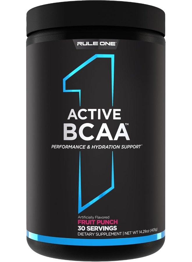 Rule1 Active BCAA's Dietary Supplement 405g | Fruit Punch | 30 Servings | 100% Performance, Hydration and Muscle Recovery, 14.29 Oz - Image 1