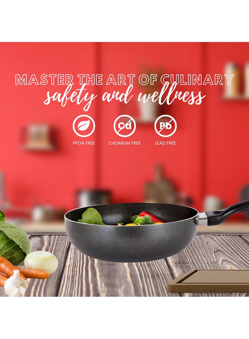 Sonex Non Stick Royal Wok, Dia 24 cm, 2.5 Liter Capacity,Depth 8 cm, High Quality Teflon Coating PFOA Free With Heat Resistant Ergonomic Handle, Authentic Asian Cooking Experience, Durable Design - Image 5