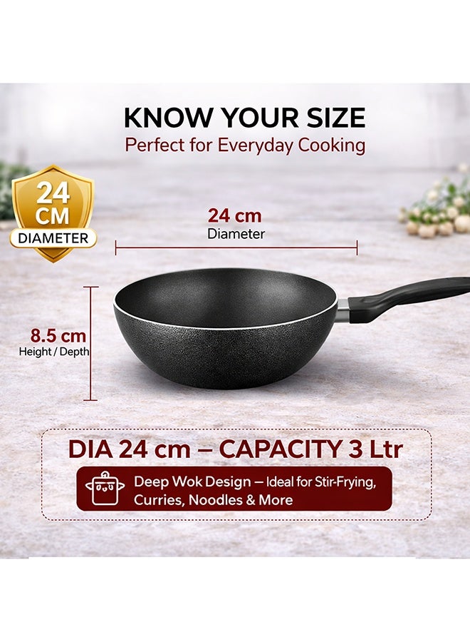 سونكس مقلاة سونيكس الملكية غير اللاصقة، قطر 24 سم، سعة 3 لتر، عمق 8 سم، طلاء تيفلون عالي الجودة خالٍ من مادة PFOA مع مقبض مريح مقاوم للحرارة، تجربة طهي آسيوية أصيلة، تصميم متين - Image 3