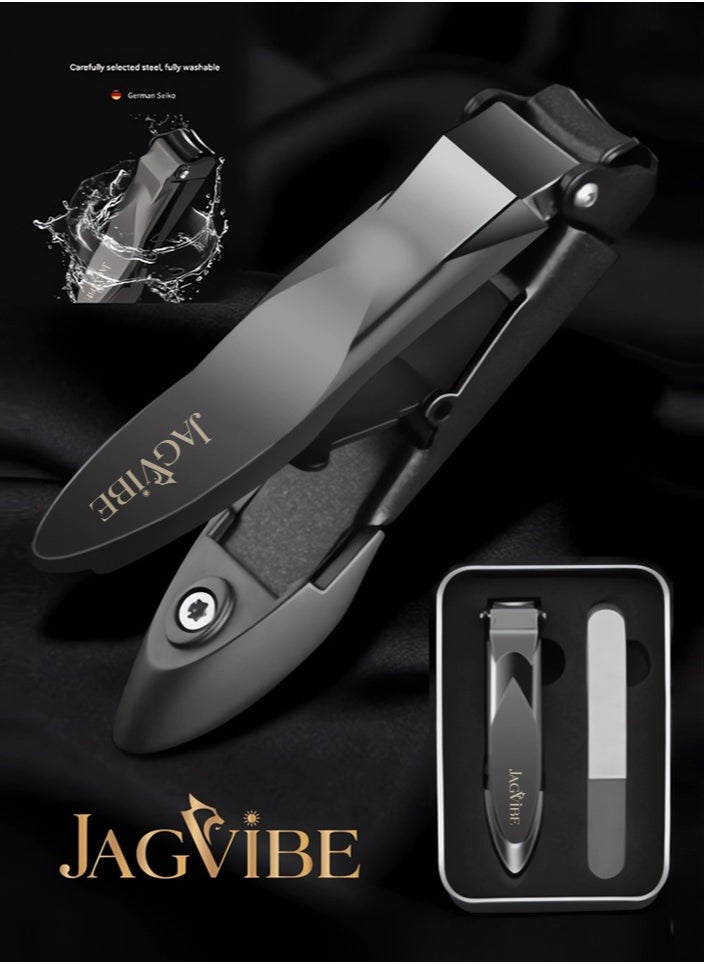 JAGViBE JAGViBE Nail Clipper & Nano Glass File Set with Premium Storage Box – Matte Gray, Self-Collecting Tray, Stainless Steel  - Image 1