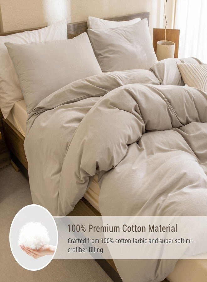 CozyTide Cotton Twin Comforter,Soft Solid Linen Feel Textured Bedding Comforters & Sets,3 Pieces Lightweight Fluffy Kids Twin Bedding Set for All Season - Image 3