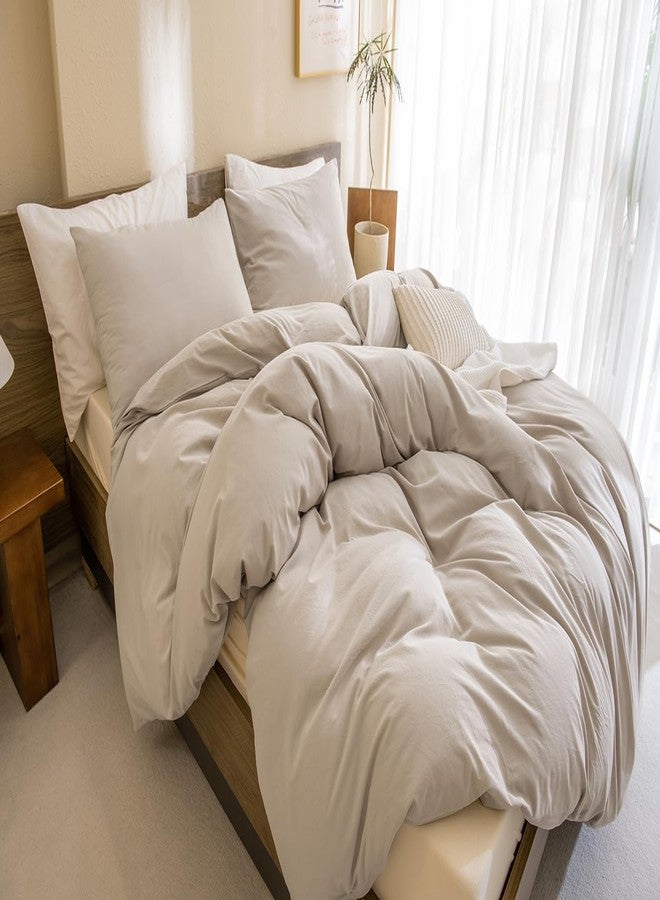 CozyTide Cotton Twin Comforter,Soft Solid Linen Feel Textured Bedding Comforters & Sets,3 Pieces Lightweight Fluffy Kids Twin Bedding Set for All Season - Image 1