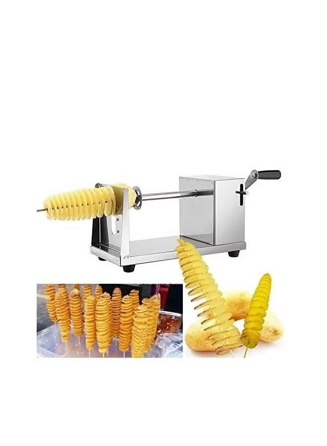 Manual Stainless Steel Fruit and Vegetable Tornado Spiral Potato Slicer French Fries Cutter  - Image 1