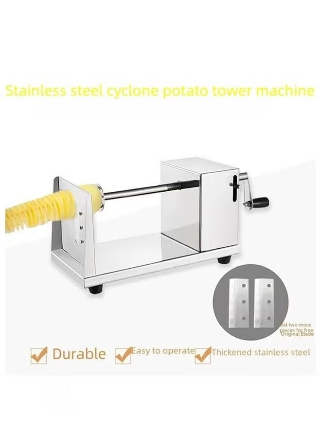 Manual Stainless Steel Fruit and Vegetable Tornado Spiral Potato Slicer French Fries Cutter  - Image 2