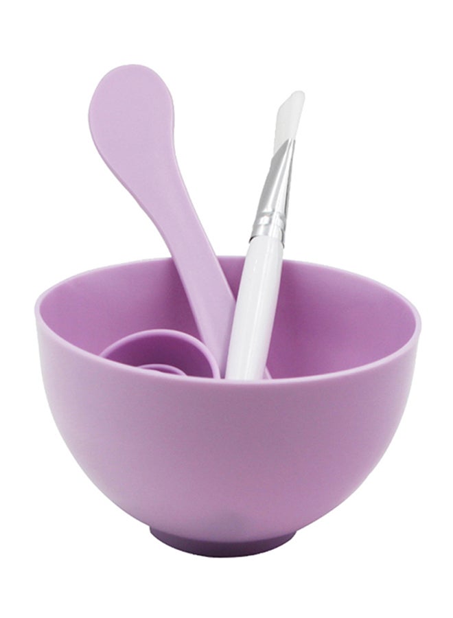 6-Piece Makeup Bowl And Brush Set Purple/White/Silver