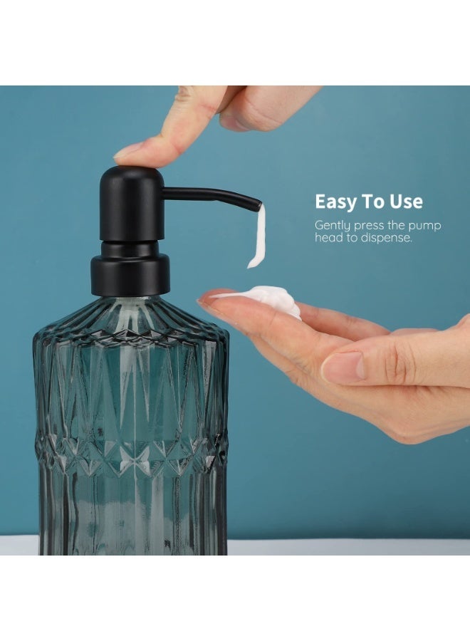 Shampoo Dispenser, 2pcs Empty Refillable Pump Bottle with Labels, 450ml Plastic Press Lotion Dispenser Bathroom Shower Containers for Conditioner Hand Wash Gel Dish Soap - Image 3