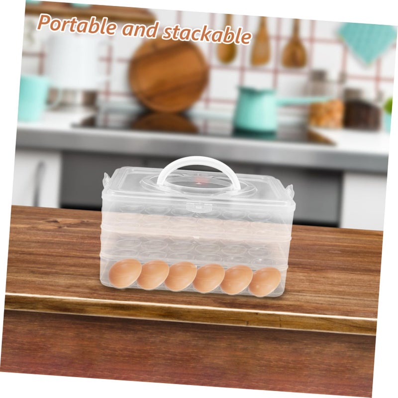 Stackable Egg Storage Box With Lid And Handle For Refrigerator Kitchen Organizer - Image 5
