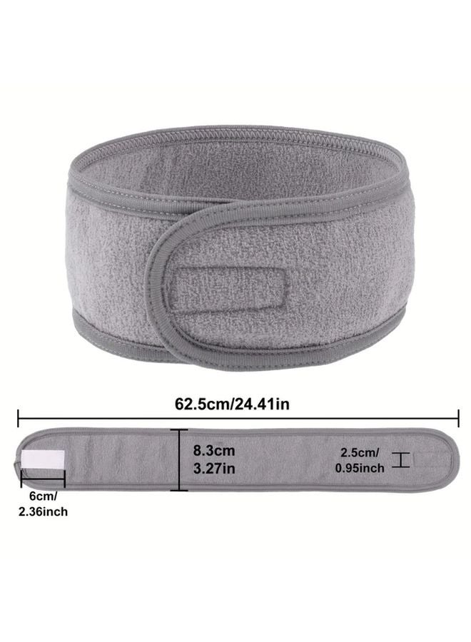 Grey Adjustable Headband 2pcs Non Slip Hair Tie For Women Gym Yoga Skincare - Image 4