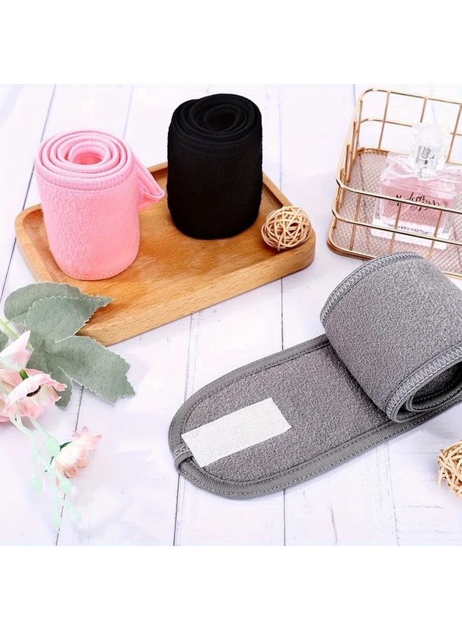Grey Adjustable Headband 2pcs Non Slip Hair Tie For Women Gym Yoga Skincare - Image 1