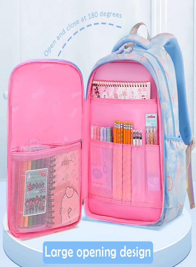 MCWTH School Backpack for Girls, Lightweight Waterproof Cute Bunny School Bookbag for Teen Kids Students Elementary (Rabbit Blue) - Image 2