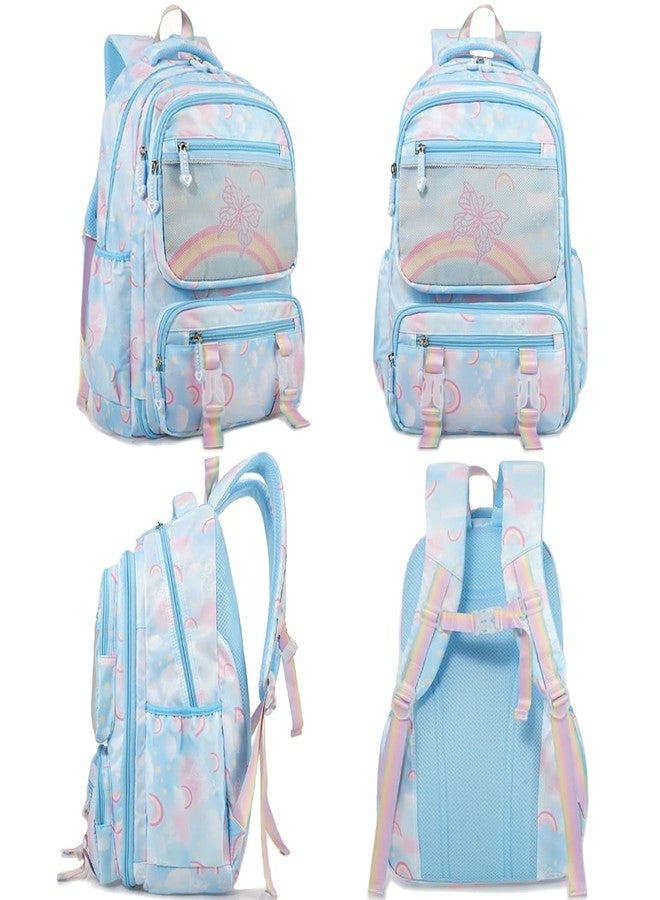 MCWTH School Backpack for Girls, Lightweight Waterproof Cute Bunny School Bookbag for Teen Kids Students Elementary (Rabbit Blue) - Image 5