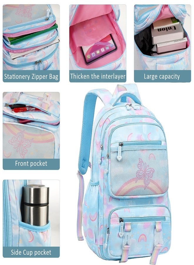 MCWTH School Backpack for Girls, Lightweight Waterproof Cute Bunny School Bookbag for Teen Kids Students Elementary (Rabbit Blue) - Image 3