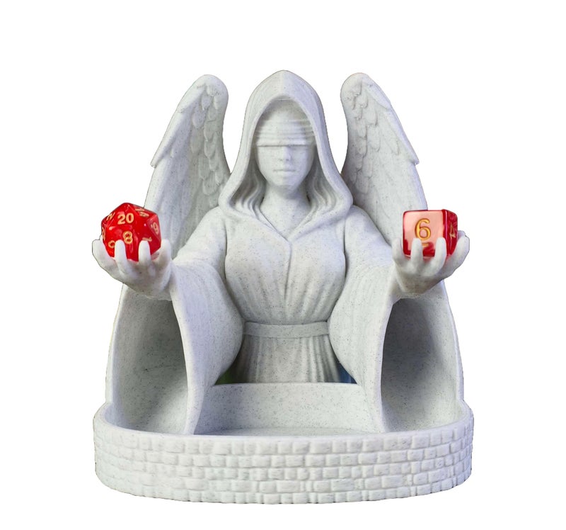 MunnyGrubbers Blind Angel Dice Tower Original Design Random 7PCS D20 Dice Set Included Tabletop Roleplaying Game Dice Roller Dungeons and Dragons DND DD Marble - Image 3