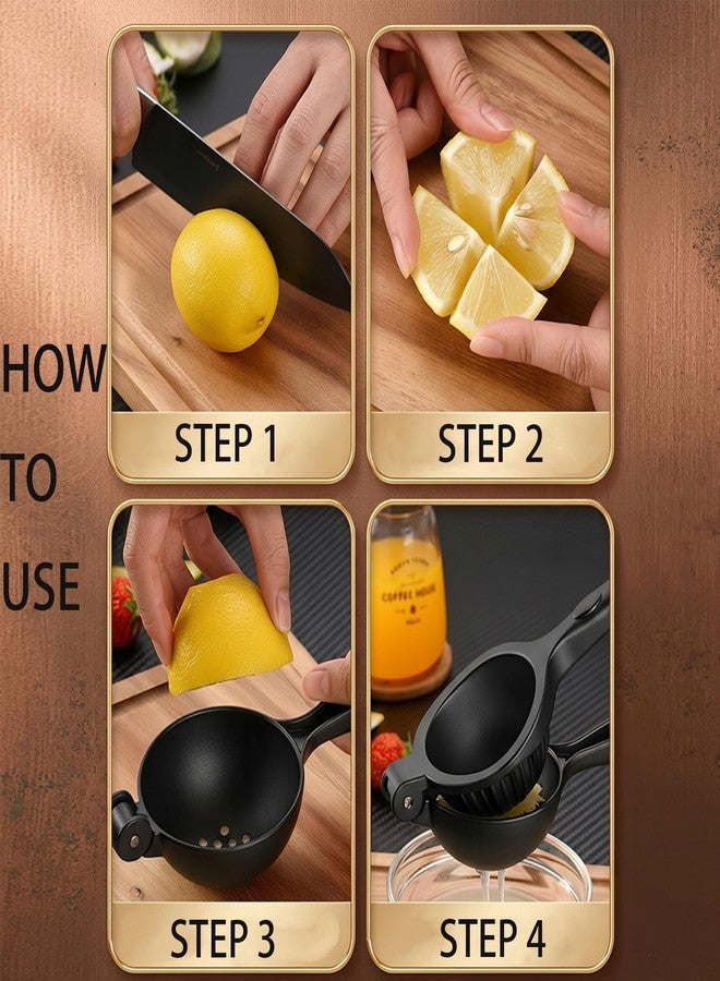 ZORGONS Heavy Duty Lemon Squeezer, Zinc Alloy Manual Lemon Juicer Hand Press with Threaded Groove for Maximum Juice - Perfect for Limes, Small Oranges, Citrus Fruits (Black) - Image 3