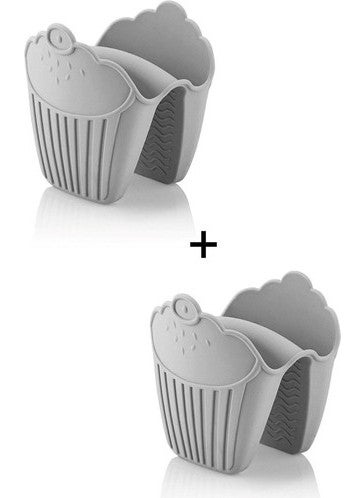 Tamu 2 Pieces Silicone Oven Gloves Heat Insulated Non-Slip Microwave Oven Pot Tray Gray 