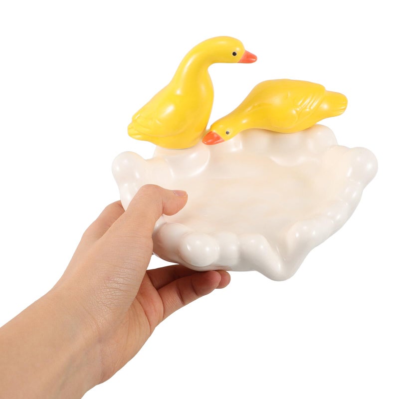Ceramic Duck Soap Dish Holder with Self Draining Tray for Shower Sink Counter Decor - Image 4