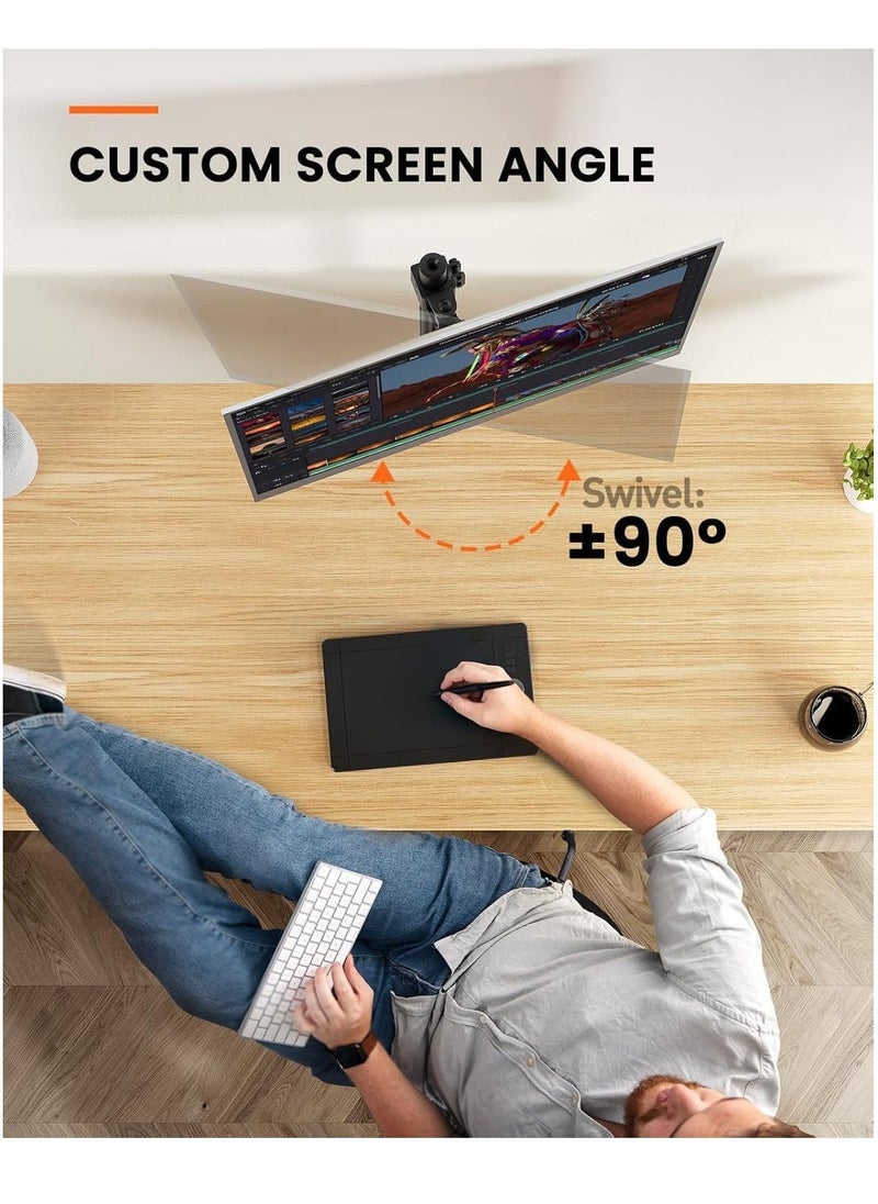 JAJEEK Monitor Mount for 13-32" Screens, Adjustable Height & Angle, Supports Up to 17.6lbs, Improved LCD/LED Monitor Riser, Single Desk Mount Stand, Black – Ergonomic Desk Mount for Home & Office – Model EGCM12 - Image 4