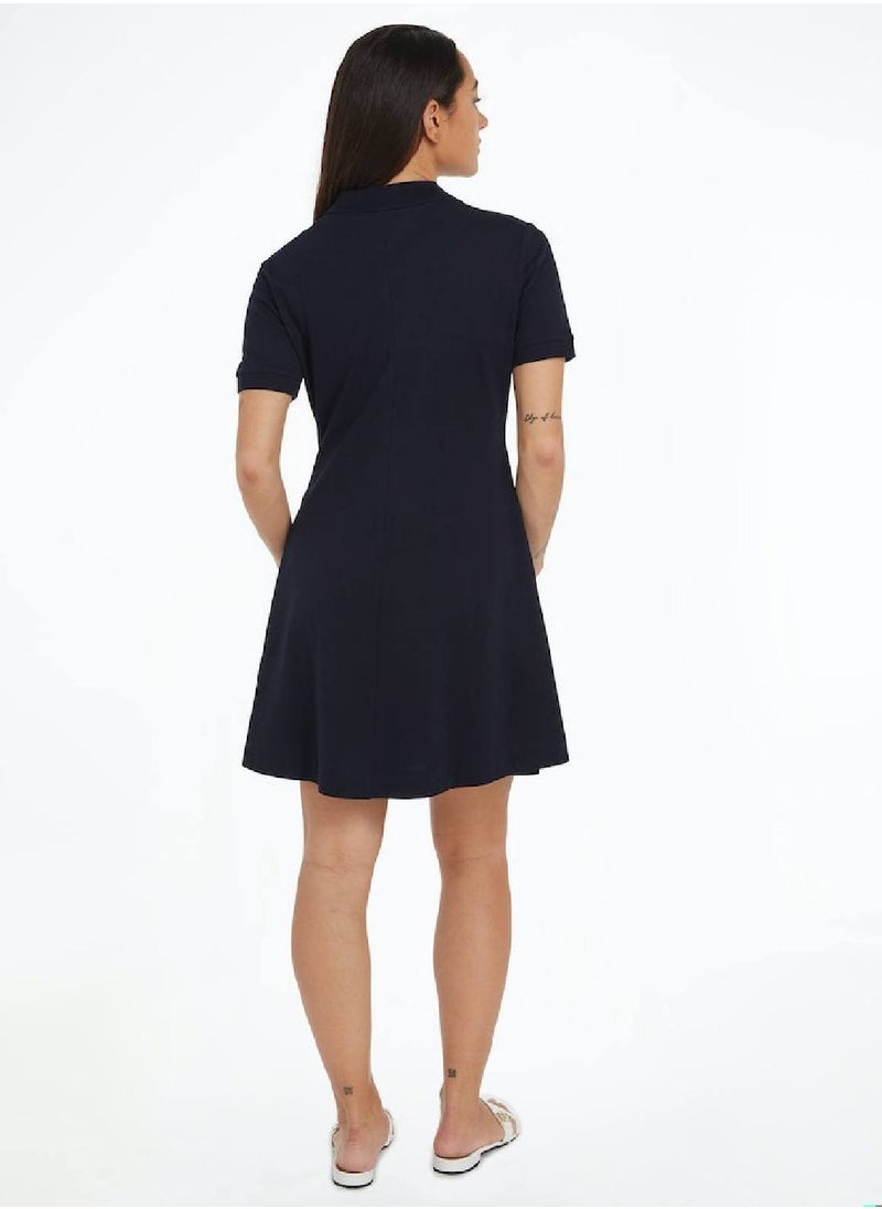 TOMMY HILFIGER Women's Stripe Open Placket Polo Dress -  Cotton blend, Blue  - Image 3