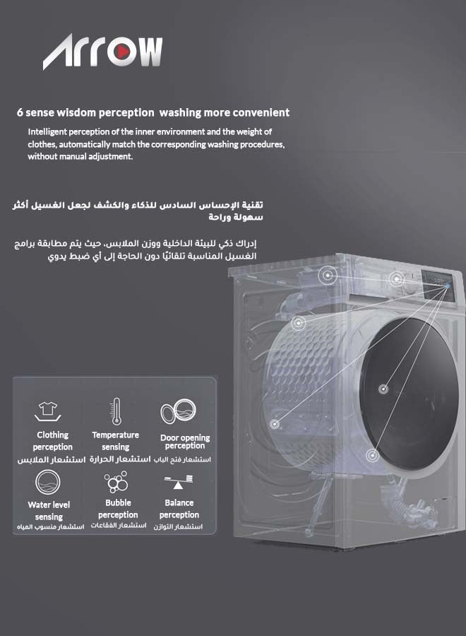 Arrow 6KG 16 Programs, Front load Automatic Washing Machine, 1000rpm Max. Spin Speed, Dark Silver Color, Auto Balance System, Child Lock, Fault Check, LED Display, Universal Motor, Classic Design, Perfect for Home, Apartments & Hotels with 2 Years Warranty. | Model Name: RO-07FWTS-01 - Image 5