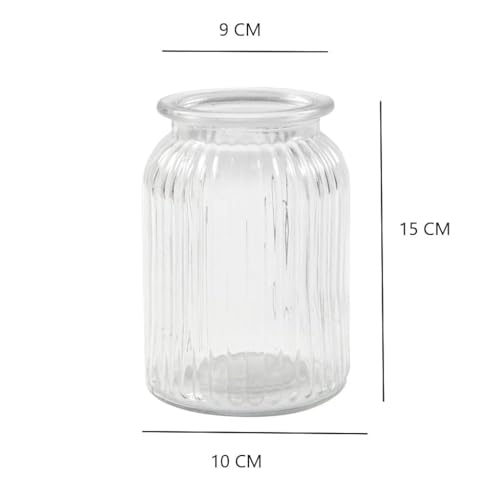 HOLLIO Glass Flower Vases, Bulk Plant Vases,1 Pack Modern Flower Vases for Home Décor, Modern Decorative Vase for Centerpiece, Living Room, Office, Wedding Or Gifts, Clear (6 INCH) - Image 2