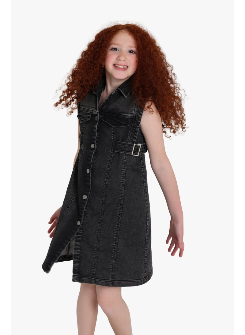Junior Girls Denim Dress - Image 3