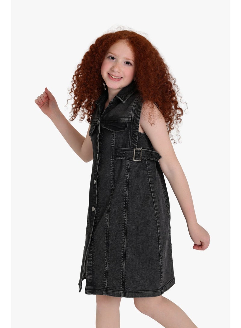 Junior Girls Denim Dress - Image 2