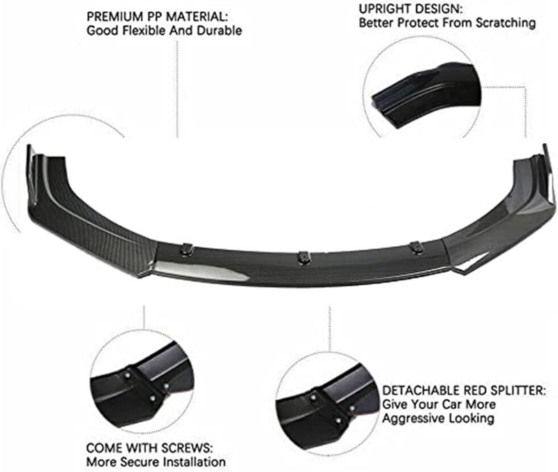 QASULER 3PCS Front Bumper Lip Spoiler Kit for Civic - Image 5