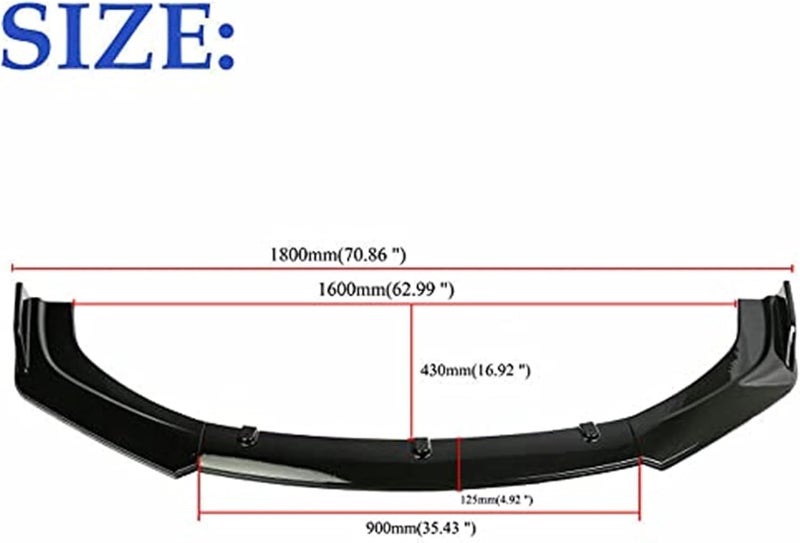 QASULER 3PCS Front Bumper Lip Spoiler Kit for Civic - Image 2
