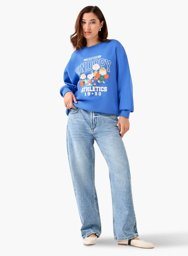SP Characters Sweatshirt with Snoopy Print Polyester Blend