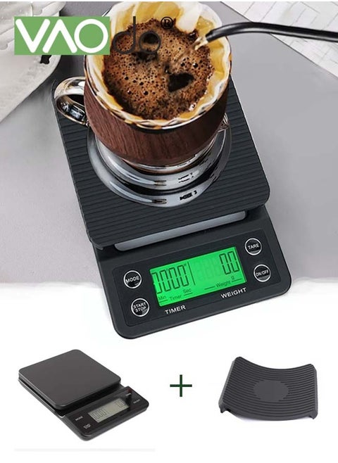 Kitchen Electronic Coffee Scale LED Backlight Display High-precision Sensor With Timing Function and Thermal Insulation Pad Maximum Weight 5 kg Baking Electronic Scale Battery Scale