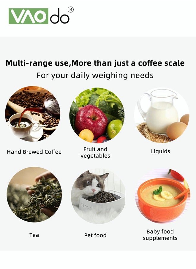 Kitchen Electronic Coffee Scale LED Backlight Display High-precision Sensor With Timing Function and Thermal Insulation Pad Maximum Weight 5 kg Baking Electronic Scale Battery Scale
