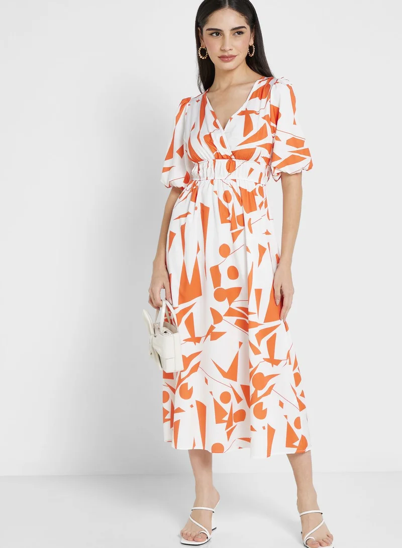 ELLA Puff Sleeve Printed Dress