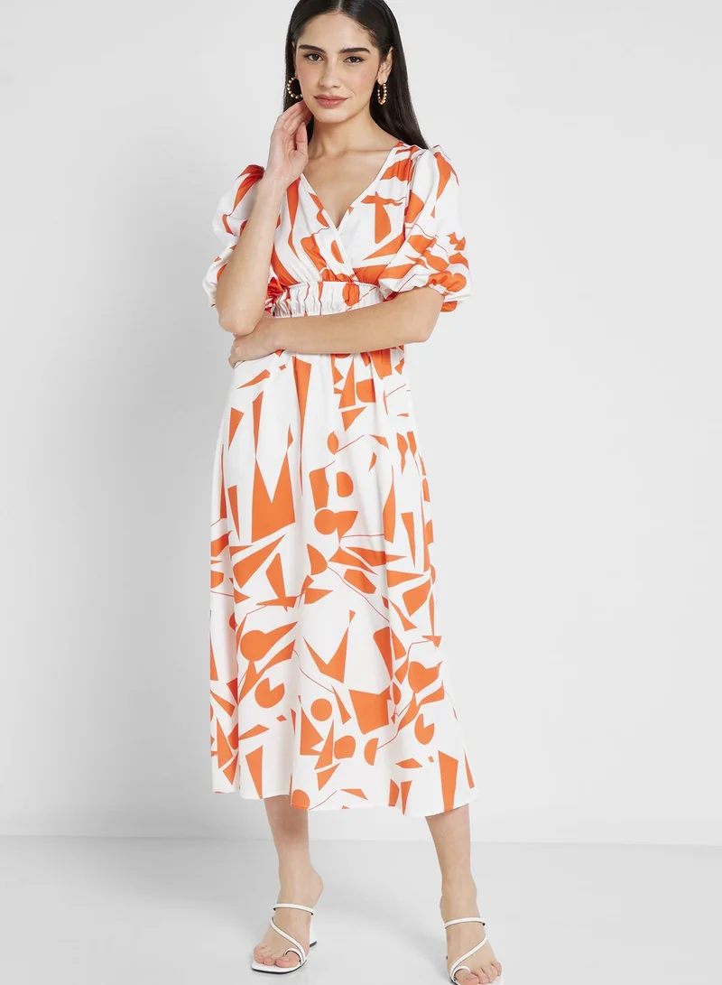 ELLA Puff Sleeve Printed Dress