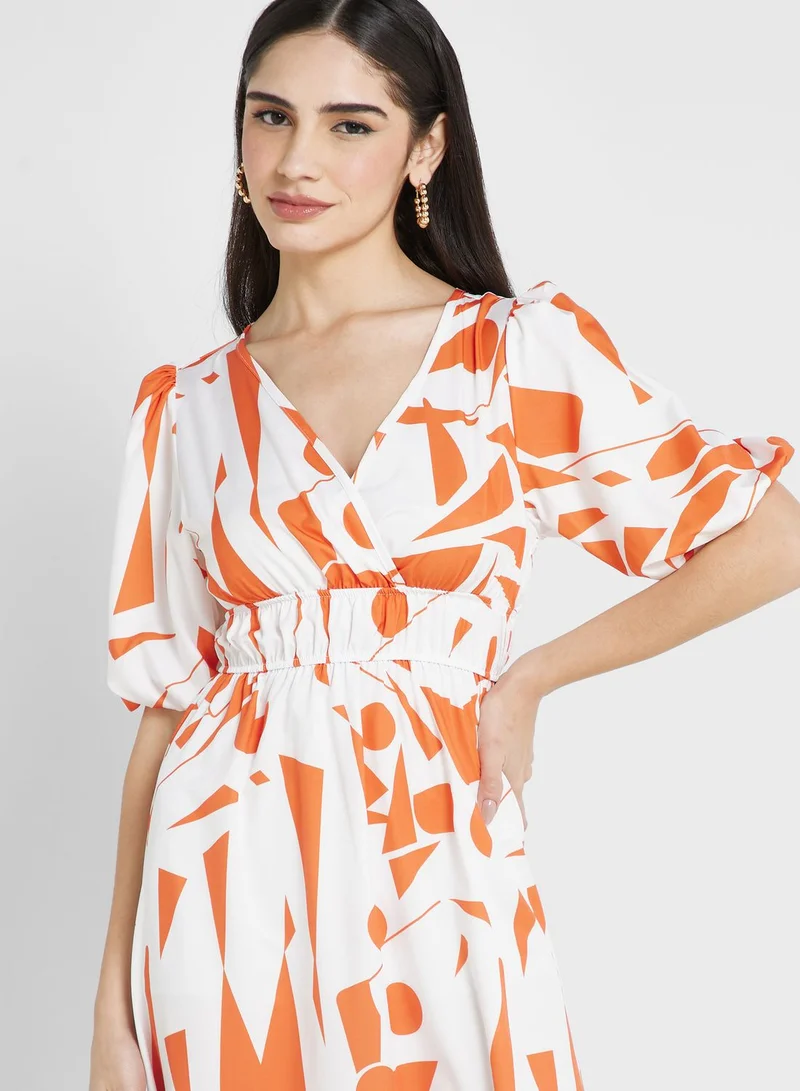 ELLA Puff Sleeve Printed Dress