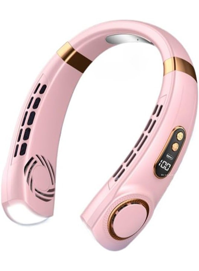 general Neck fan neck fans that blow cold air portable neck fan personal fans portable rechargeable Hands Free Bladeless Fan 2000mAh Battery USB Rechargeable 5-Speeds With light (pink) - Image 1