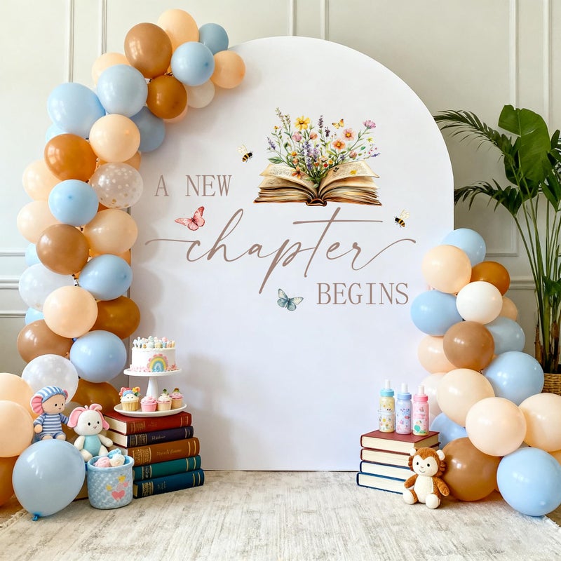 WFKLDF A New Chapter Begins Wall Decal - Storybook Baby Shower Decorations - Book Themed Bridal Shower - Image 3