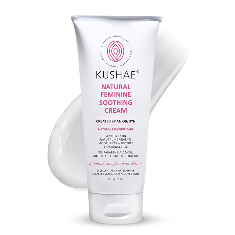 Kushae Feminine Soothing After Shave Cream - OB/GYN Made, Natural, Fragrance Free, Aloe-Based, pH Balanced Intimate Moisturizer for Women 4oz - Image 1