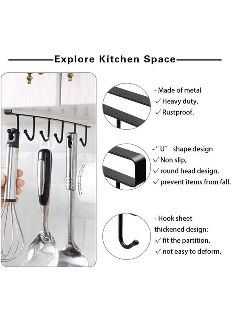 2Pcs 6 Hooks Cup Holder Under Shelf Storage Rack Organizer Iron Multifunction Kitchenware Storage for Cabinet Pantry Wardrobe Cupboard Expand Space Drying Mugs - Image 5