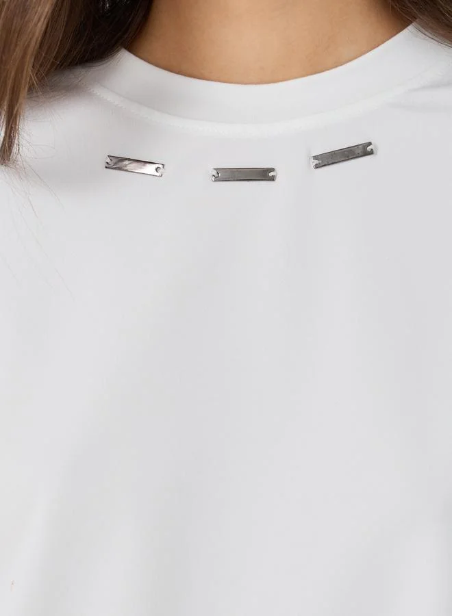 Take Two Take Two Embellished Neck Oversized T-Shirt