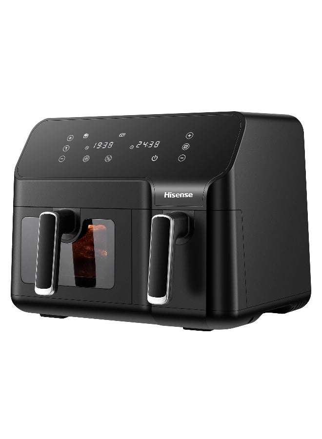 Hisense 9L Capacity Dual Cooking Zone Air Fryer 1500W+1200W, 8 Present Menus, Visible Basket, LED Display, 360°Circulation 2700W (H09AFBK2S5 black) 9 L 2700 W H09AFBK2S5 black - Image 4
