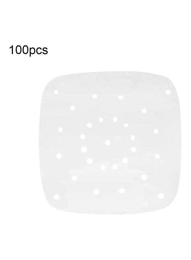 100-Piece Perforated Square Non-Stick Air Frying Paper White 7inch - Image 1