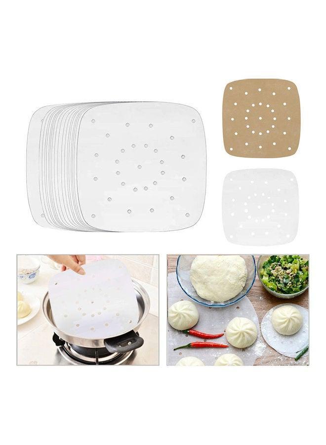 100-Piece Perforated Square Non-Stick Air Frying Paper White 7inch - Image 2