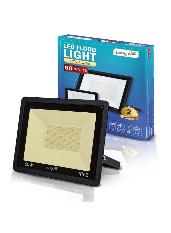 pixelights 50W LED Flood Light, Warm- 3000K, IP65, 25000Hr Life, 2years Warranty, suitable for Garden, Playground, Garage, Factories, Parking Lot, Park, Playground etc. Part#PIXEL62050WW - Image 1