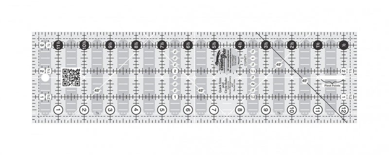 Creative Grids Quick Trim and Circle Quilting Ruler – CGRMT1 – Made in USA, 3-1/2in x 12-1/2in Rectangle, Non-Slip Grip Acrylic Quilting, Sewing, Crafting, Patchwork Ruler for Measuring - Image 4
