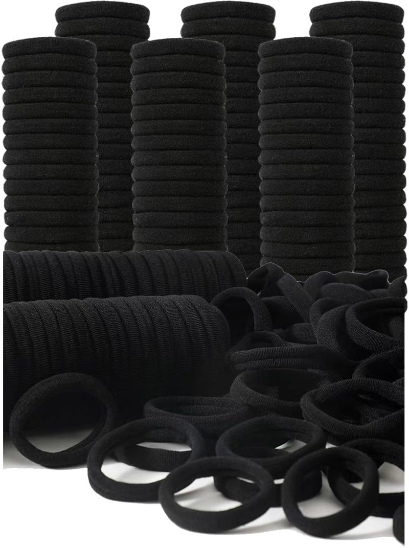 SAOYOAS 200PCS Black Hair Ties for Women & Girls Men Kids Toddler - Seamless, Thick, No Damage Elastic Hair Bands for Ponytails, Workouts, and Daily Use, Soft Seamless Nylon Hair Ties For Thick & Curly Hair. - Image 1