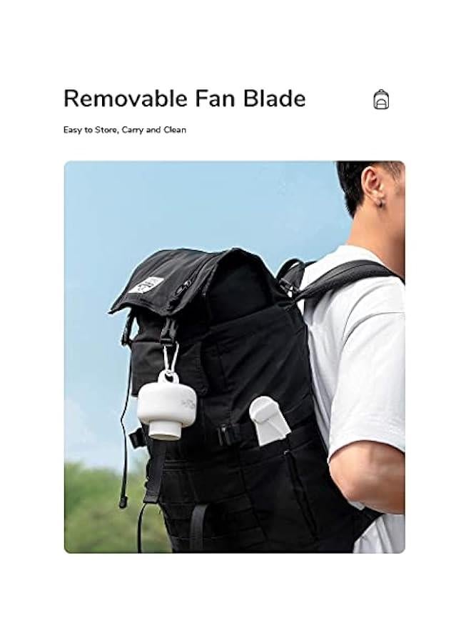 إسكدنيا مروحة تخييم تعمل بالبطارية 8000 مللي أمبير/ساعة، خيمة محمولة قابلة لإعادة الشحن مع جهاز تحكم عن بعد، شفرات مروحة قابلة للفصل، خطاف ، مؤقت، 4 سرعات للمبيت في الهواء الطلق - أبيض - Image 5