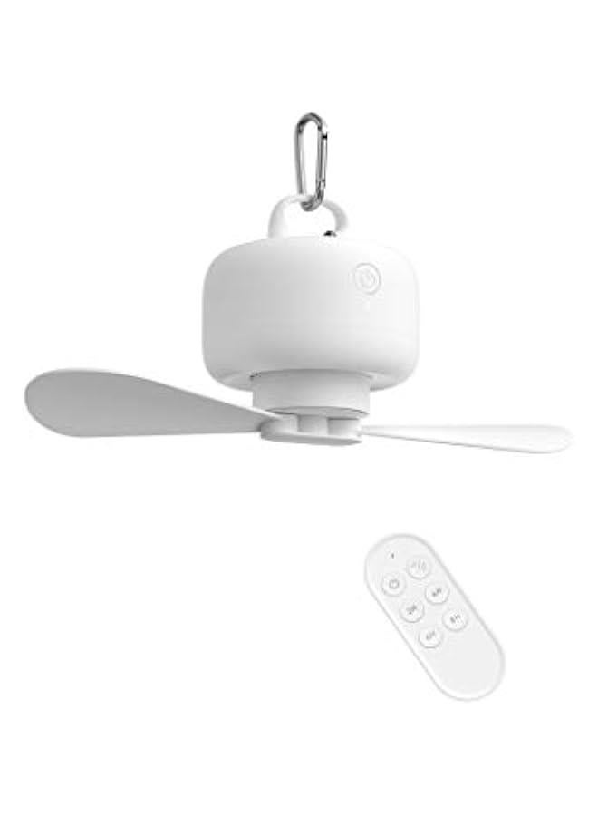 إسكدنيا مروحة تخييم تعمل بالبطارية 8000 مللي أمبير/ساعة، خيمة محمولة قابلة لإعادة الشحن مع جهاز تحكم عن بعد، شفرات مروحة قابلة للفصل، خطاف ، مؤقت، 4 سرعات للمبيت في الهواء الطلق - أبيض - Image 1