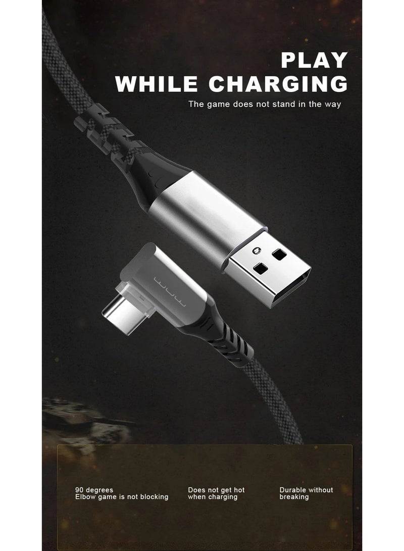 WUW 3A 20W USB to USB-C Fast Charging and Data Transfer/Sync 90 Degree Gaming Cable for USB-C Smartphones, iPad & Tablet, Macbook & Laptop, Mobile Accessories, Electronics & Digital Devices, Black - Image 2